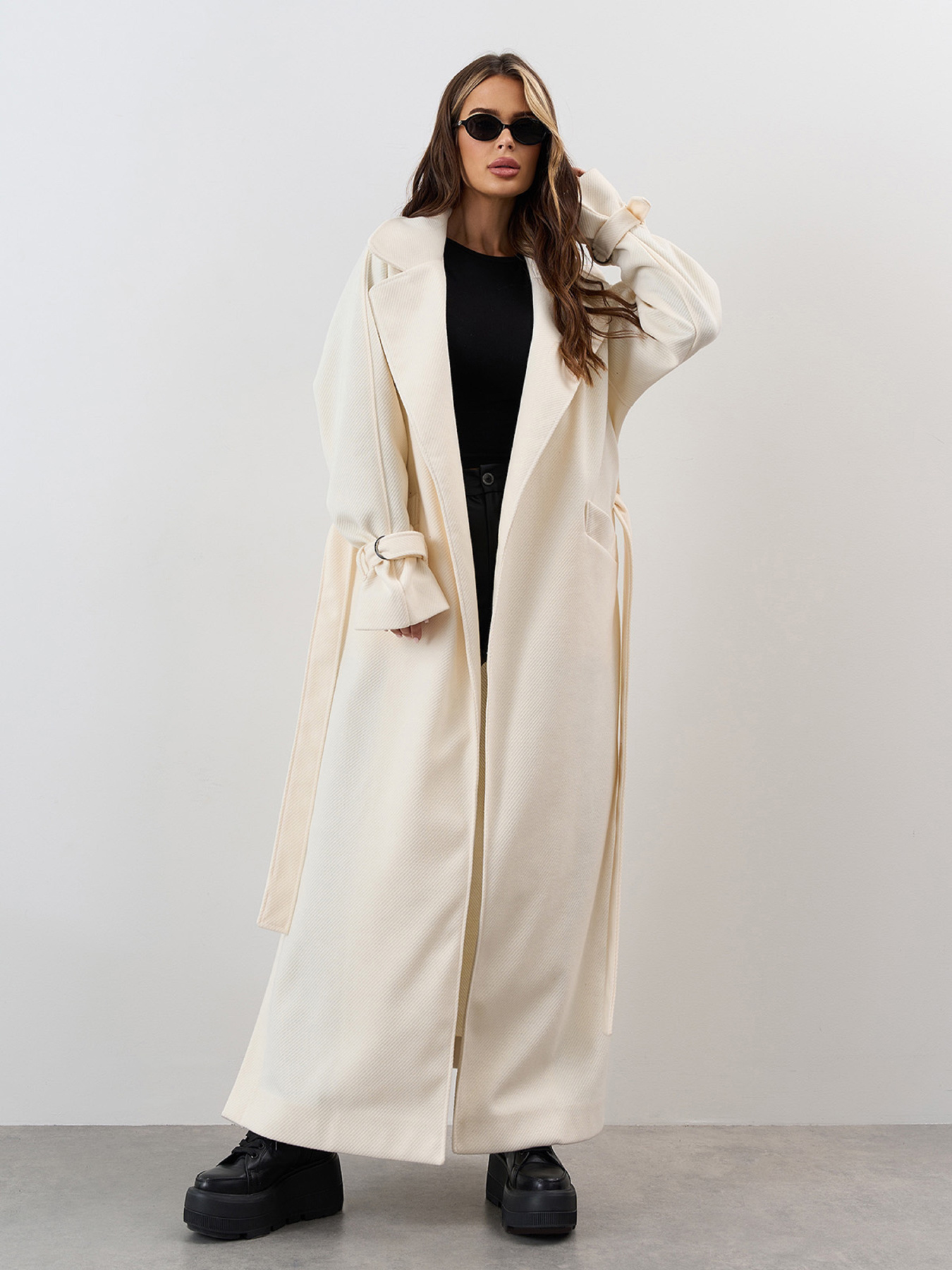 Пальто ISSA Plus модель 15324_молочный Фото