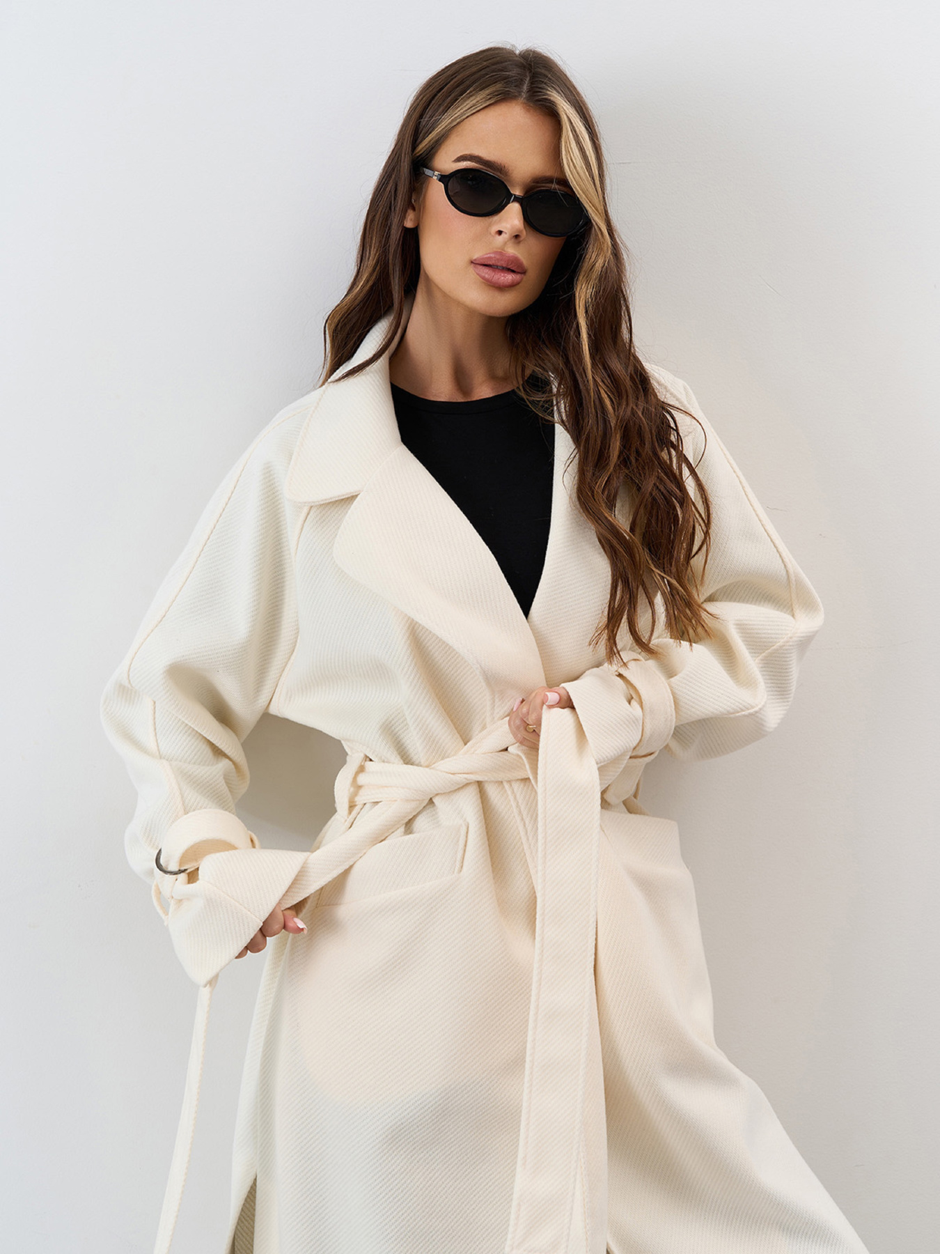 Пальто ISSA Plus модель 15324_молочный Фото