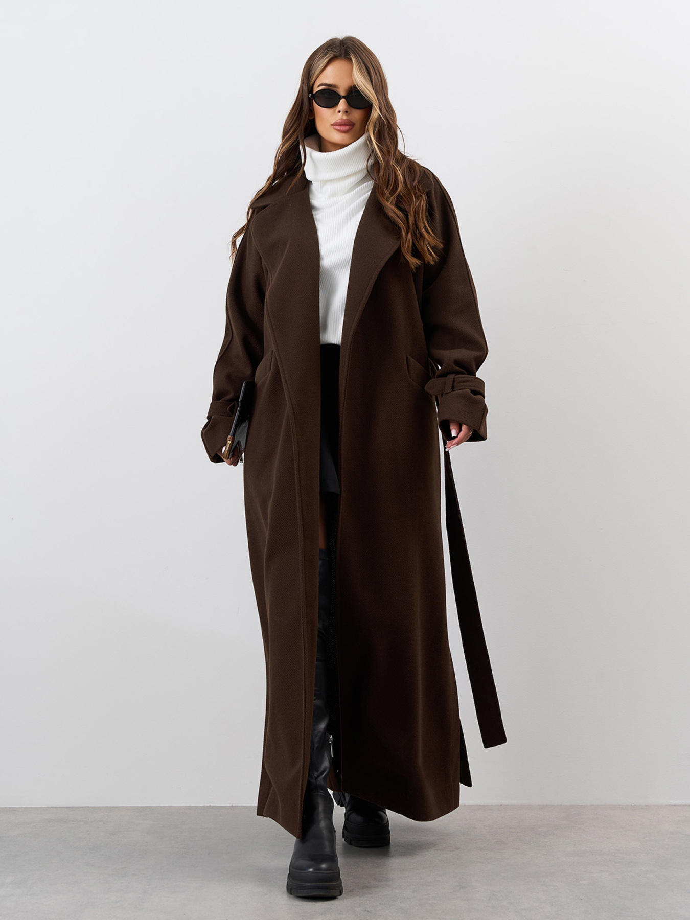 Пальто ISSA Plus модель 15324_темно_коричневый Фото