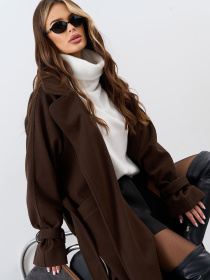 Пальто ISSA Plus модель 15324_темно_коричневый Фото