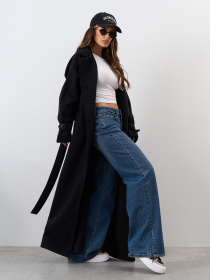 Пальто ISSA Plus модель 15324_черный Пальто ISSA Plus модель 15324_черный Фото