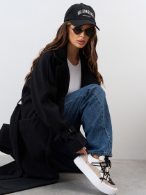 Пальто ISSA Plus модель 15324_черный Пальто ISSA Plus модель 15324_черный Фото