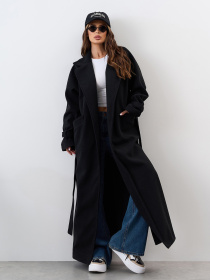 Пальто ISSA Plus модель 15324_черный Пальто ISSA Plus модель 15324_черный Фото