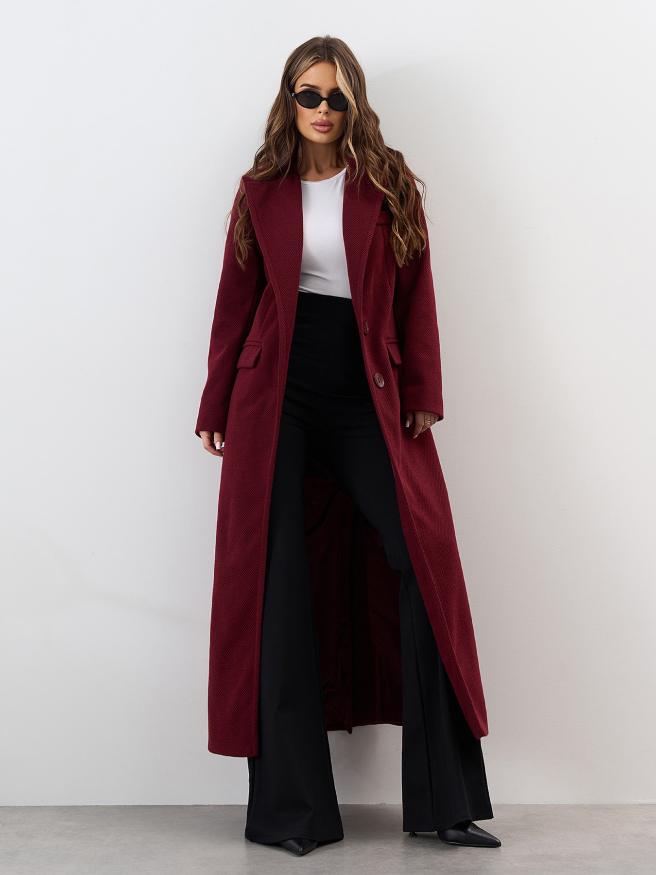 Пальто ISSA Plus модель 15325_темно_бордовый Фото