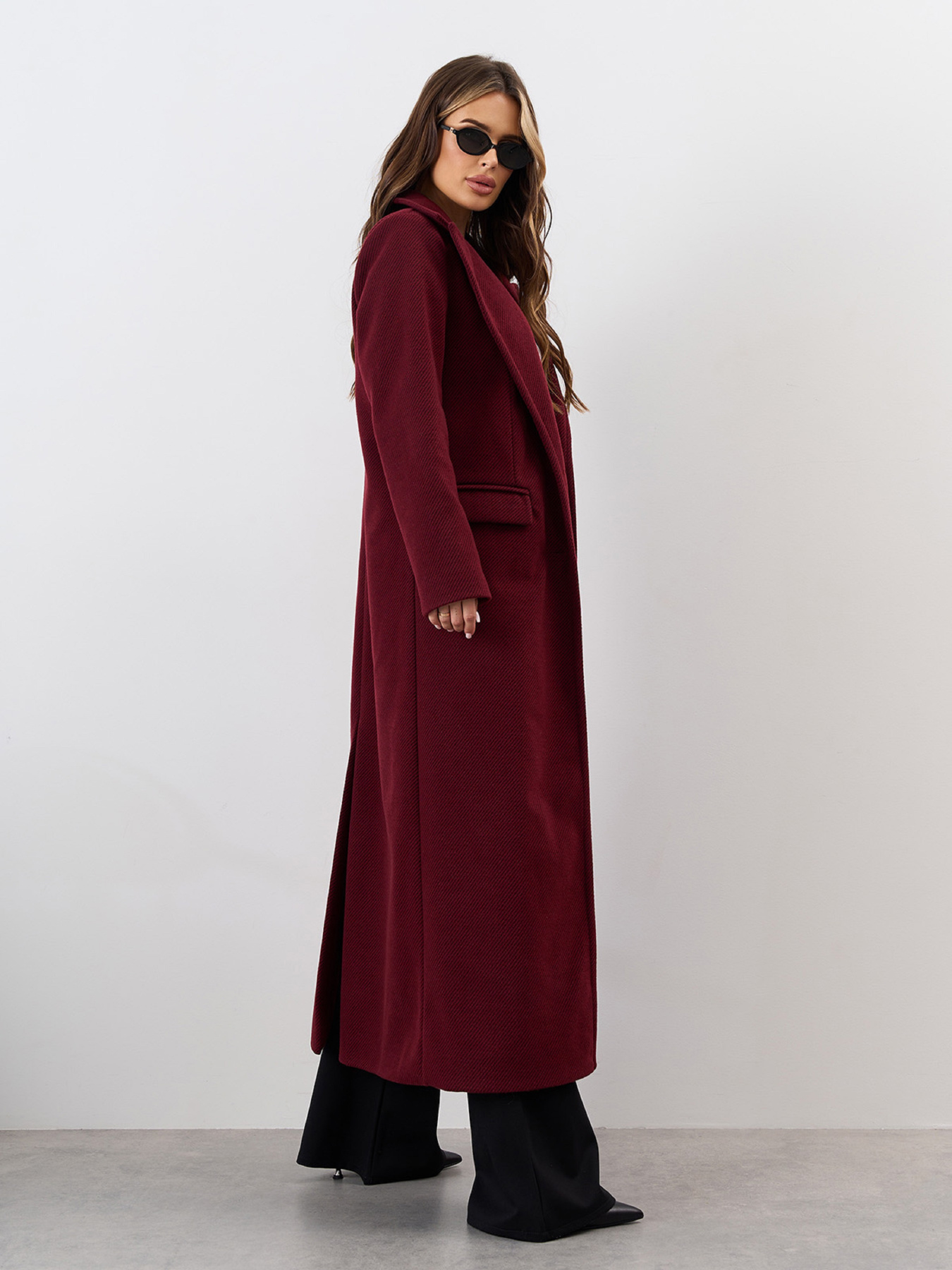 Пальто ISSA Plus модель 15325_темно_бордовый Фото