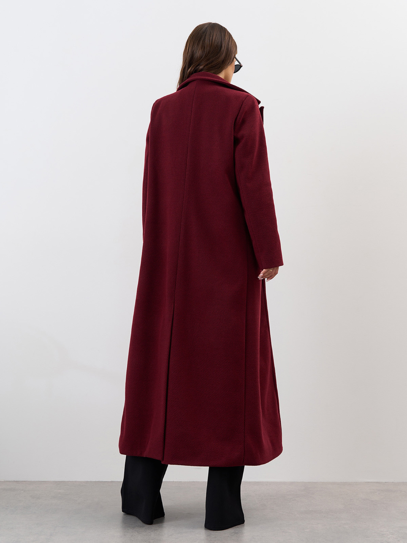 Пальто ISSA Plus модель 15325_темно_бордовый Фото