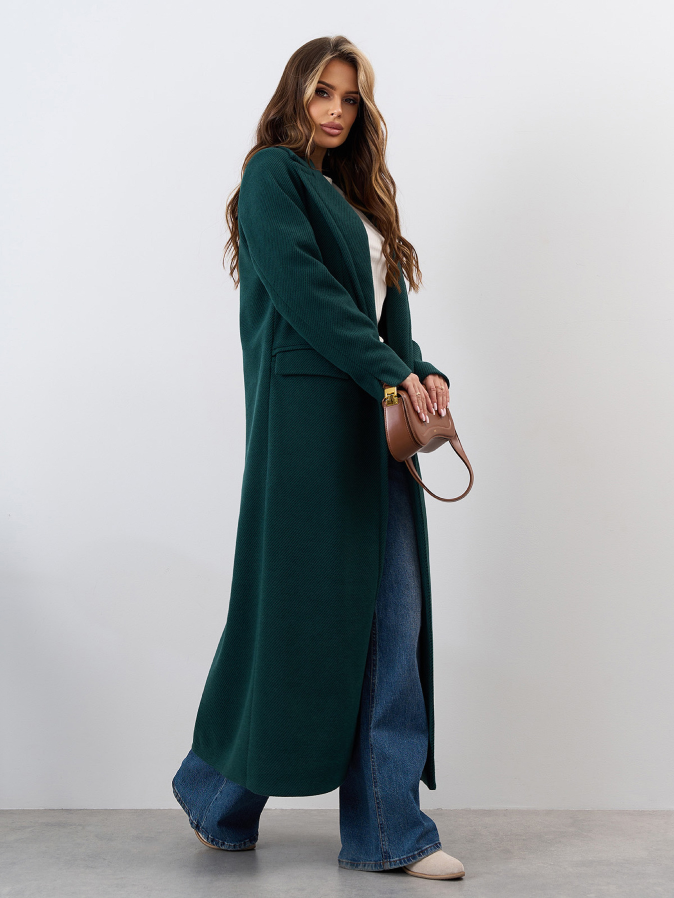 Пальто ISSA Plus модель 15325_темно_зеленый Фото