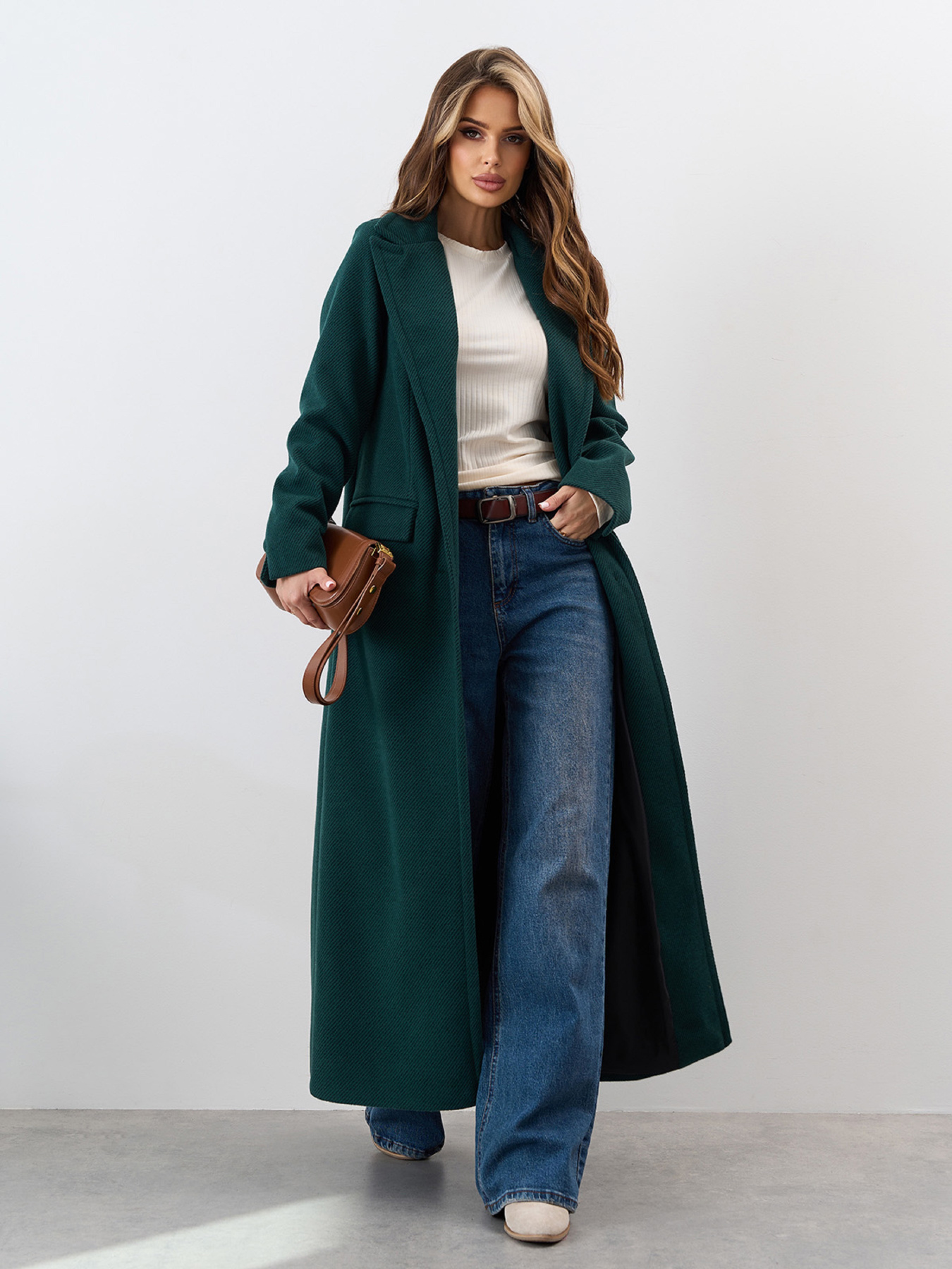 Пальто ISSA Plus модель 15325_темно_зеленый Фото