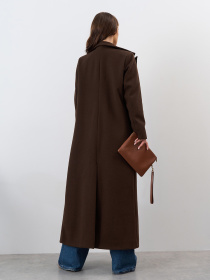 Пальто ISSA Plus модель 15325_темно_коричневый Пальто ISSA Plus модель 15325_темно_коричневый Фото