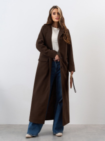 Пальто ISSA Plus модель 15325_темно_коричневый Пальто ISSA Plus модель 15325_темно_коричневый Фото