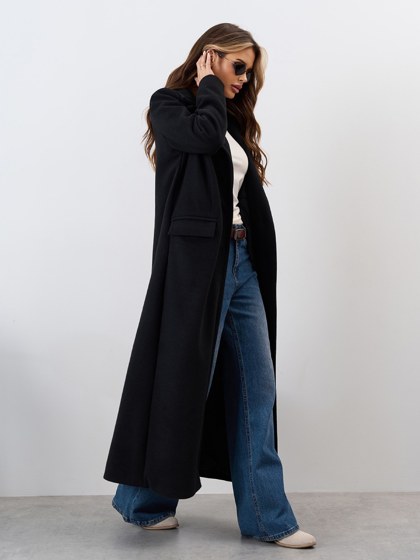 Пальто ISSA Plus модель 15325_черный Пальто ISSA Plus модель 15325_черный Фото