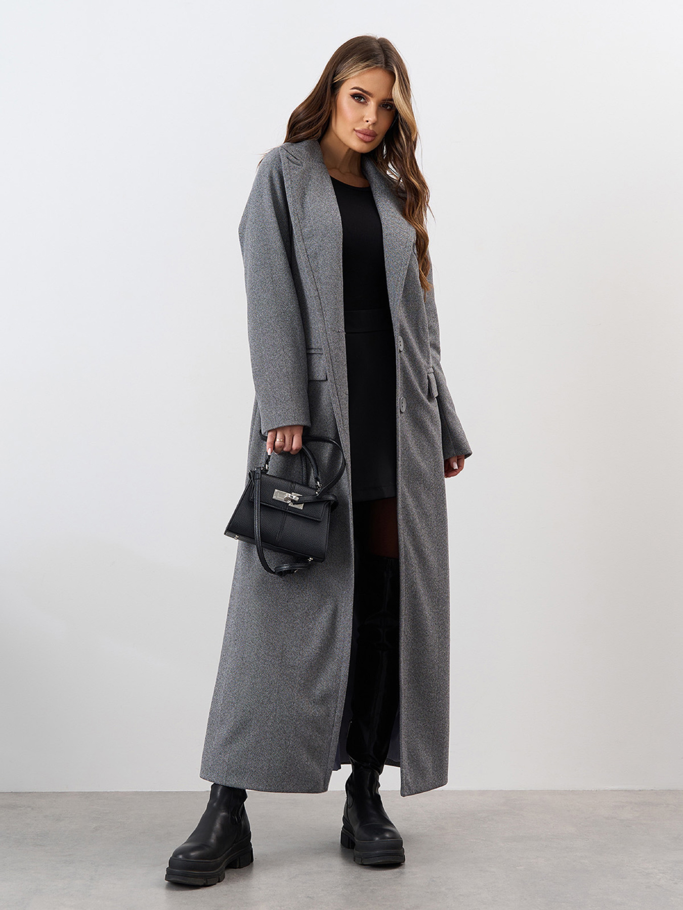 Пальто ISSA Plus модель 15326_серый Фото