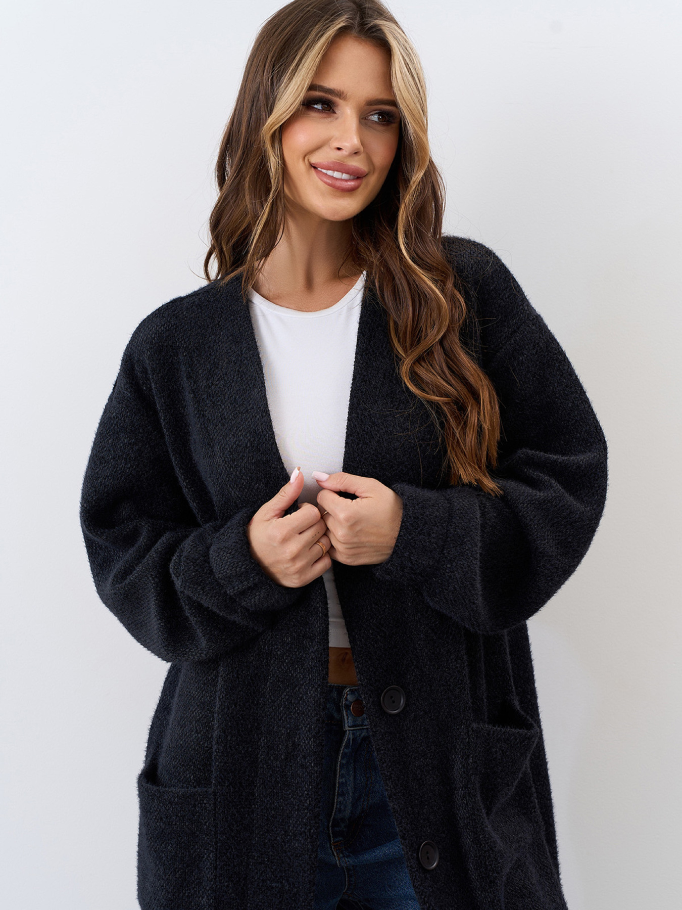 Кардиган ISSA Plus модель 15327_черный Фото