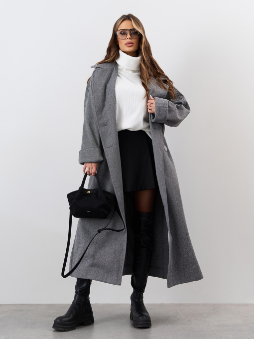 Пальто ISSA Plus модель 15328_серый Фото