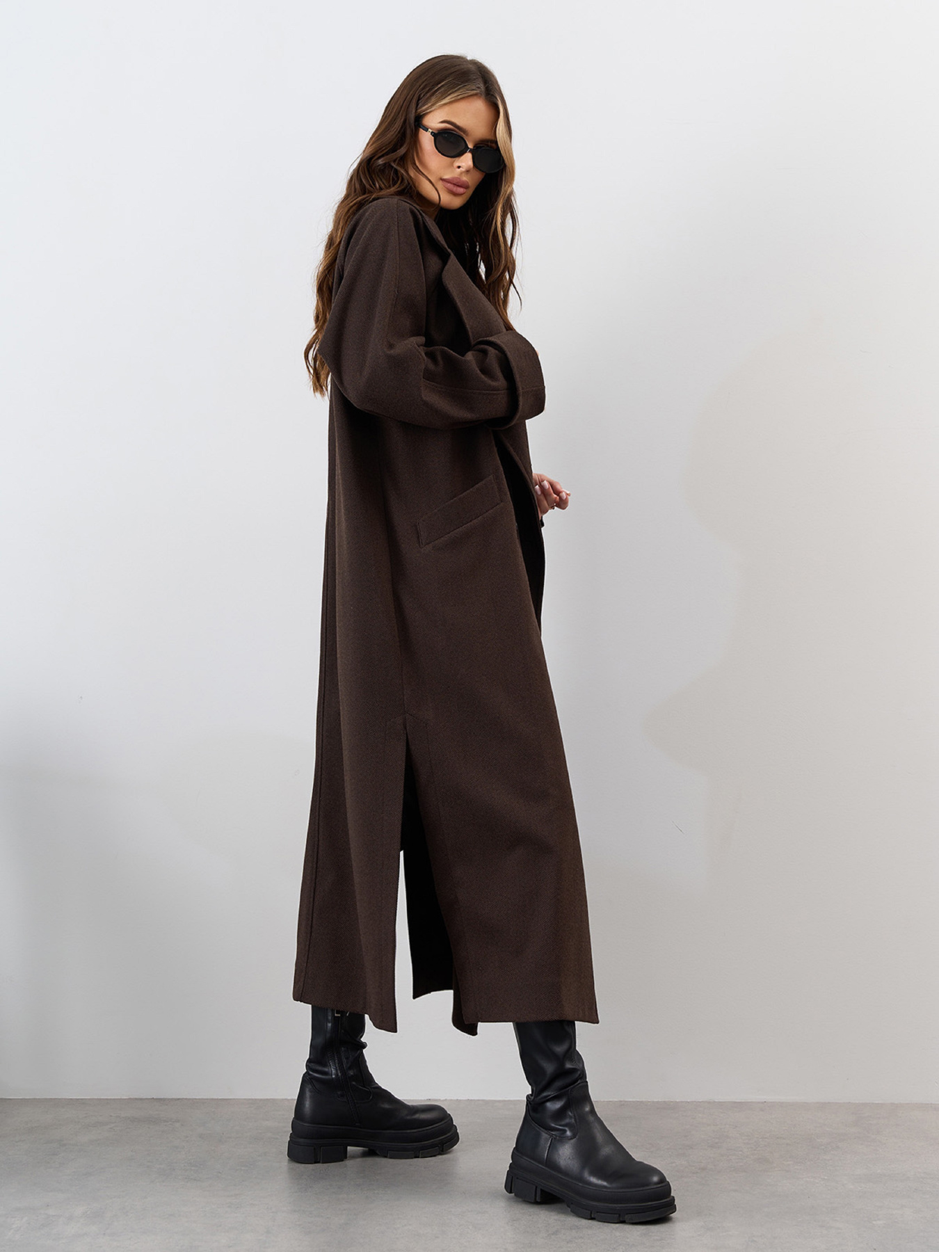 Пальто ISSA Plus модель 15328_темно_коричневый Фото