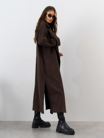 Пальто ISSA Plus модель 15328_темно_коричневый Фото