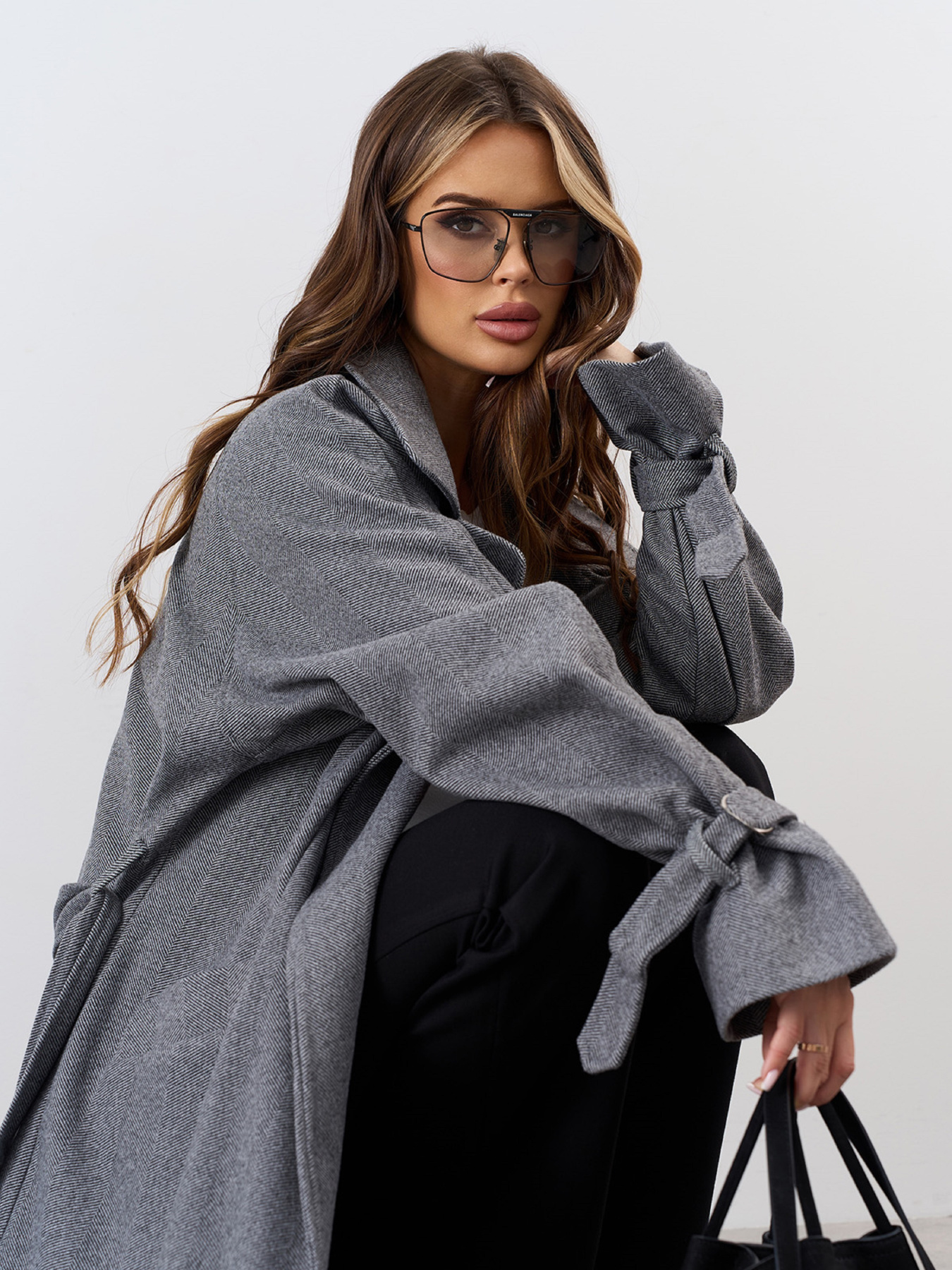 Пальто ISSA Plus модель 15329_серый Фото