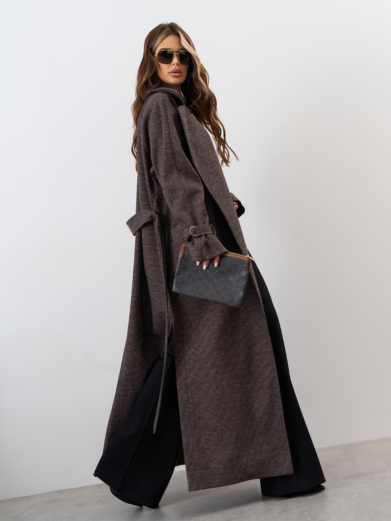 Пальто ISSA Plus модель 15330_темно_коричневый Фото