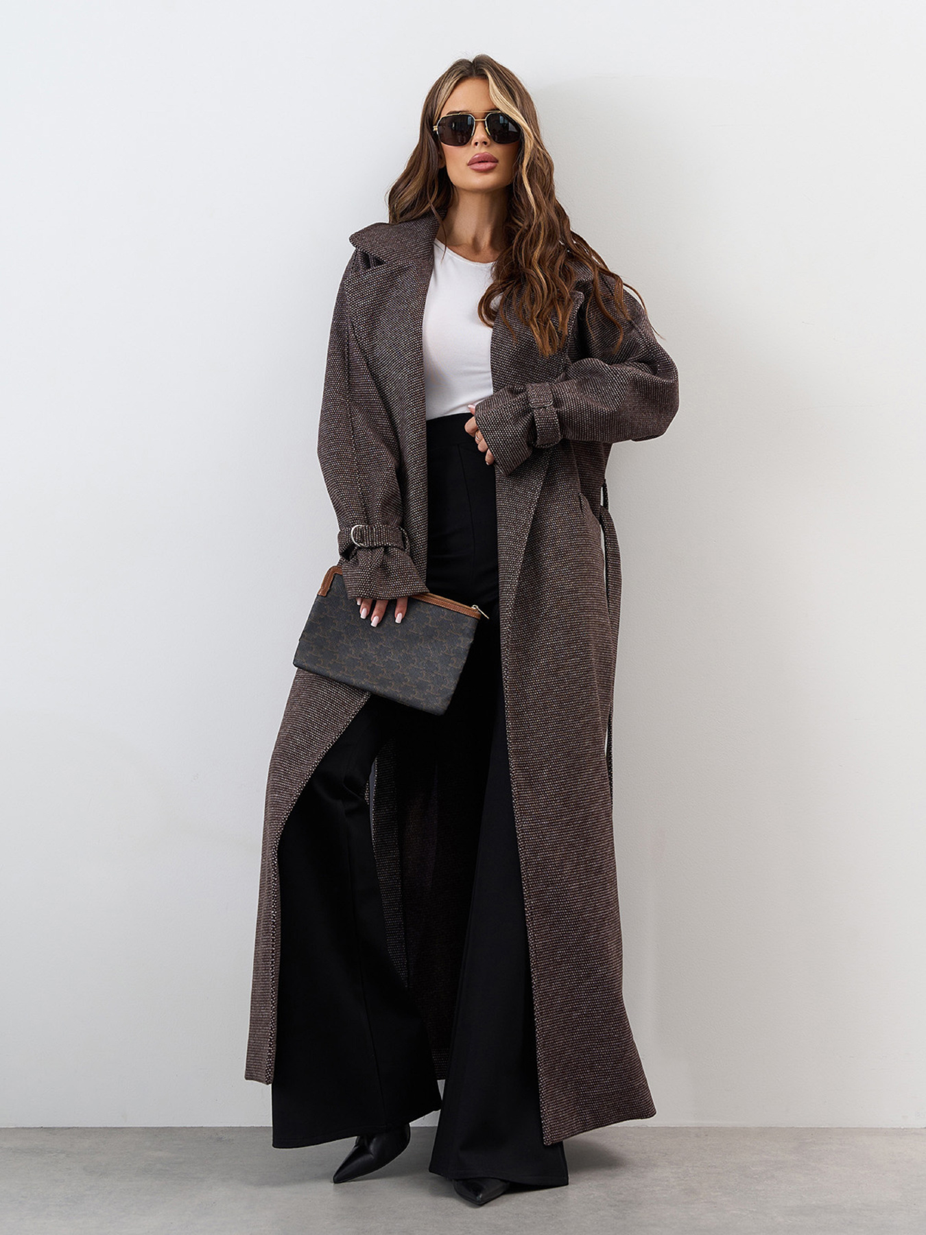 Пальто ISSA Plus модель 15330_темно_коричневый Фото