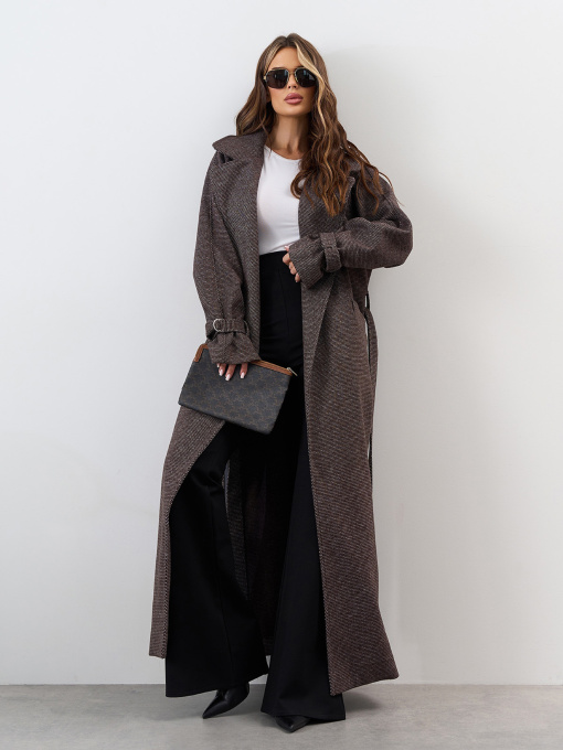 Пальто ISSA Plus модель 15330_темно_коричневый Фото