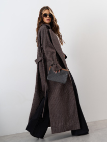 Пальто ISSA Plus модель 15330_темно_коричневый Пальто ISSA Plus модель 15330_темно_коричневый Фото