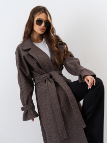 Пальто ISSA Plus модель 15330_темно_коричневый Пальто ISSA Plus модель 15330_темно_коричневый Фото