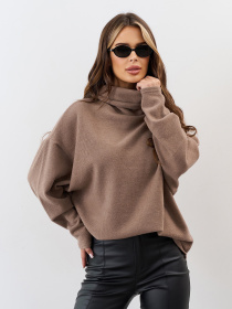 Свитер ISSA Plus модель 15336_темно_бежевый Свитер ISSA Plus модель 15336_темно_бежевый Фото