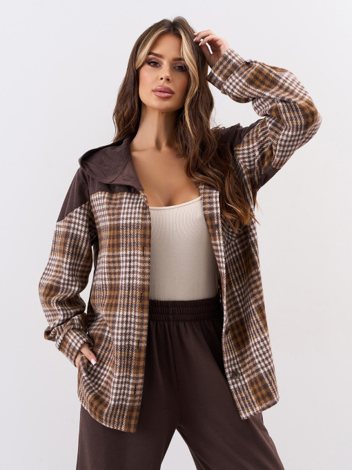 Рубашка ISSA Plus модель 15337R_коричневый Фото