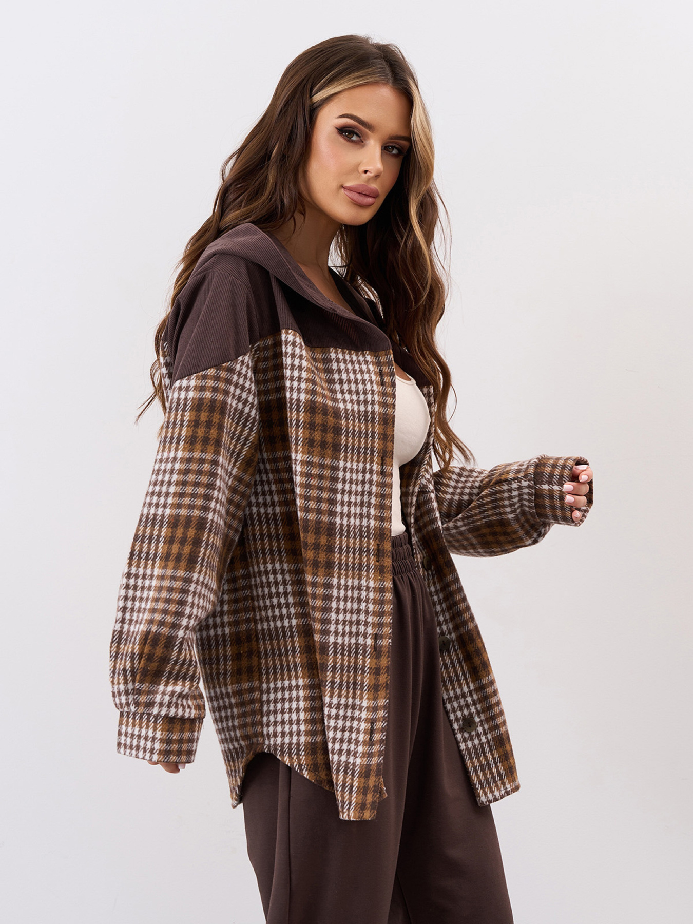 Рубашка повседневная ISSA Plus модель 15337R_коричневый Фото