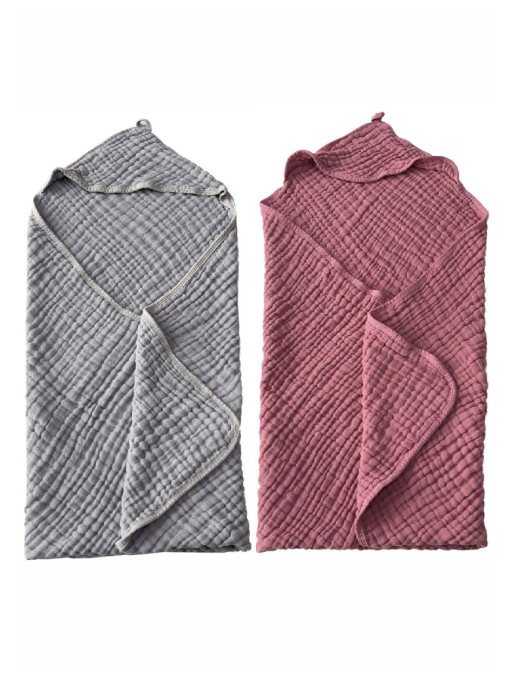 Набор полотенец детских  хлопок (муслин) 6-слойный, 2 шт: 80 x 80 см 0 - 2 лет Серый и Розовый Lovely Svi  модель 7062025 Фото