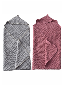 Набор полотенец детских  хлопок (муслин) 6-слойный, 2 шт: 80 x 80 см 0 - 2 лет Серый и Розовый Lovely Svi  модель 7062025 Фото