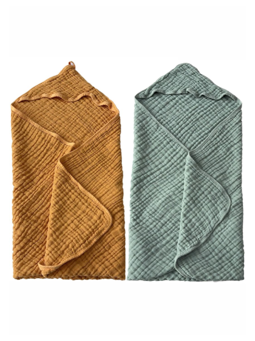 Набор полотенец детских хлопок (муслин) 6-слойный, 2 шт: 80 x 80 см 0 - 2 лет Желтый и Зеленый Lovely Svi  модель 8062025 Фото