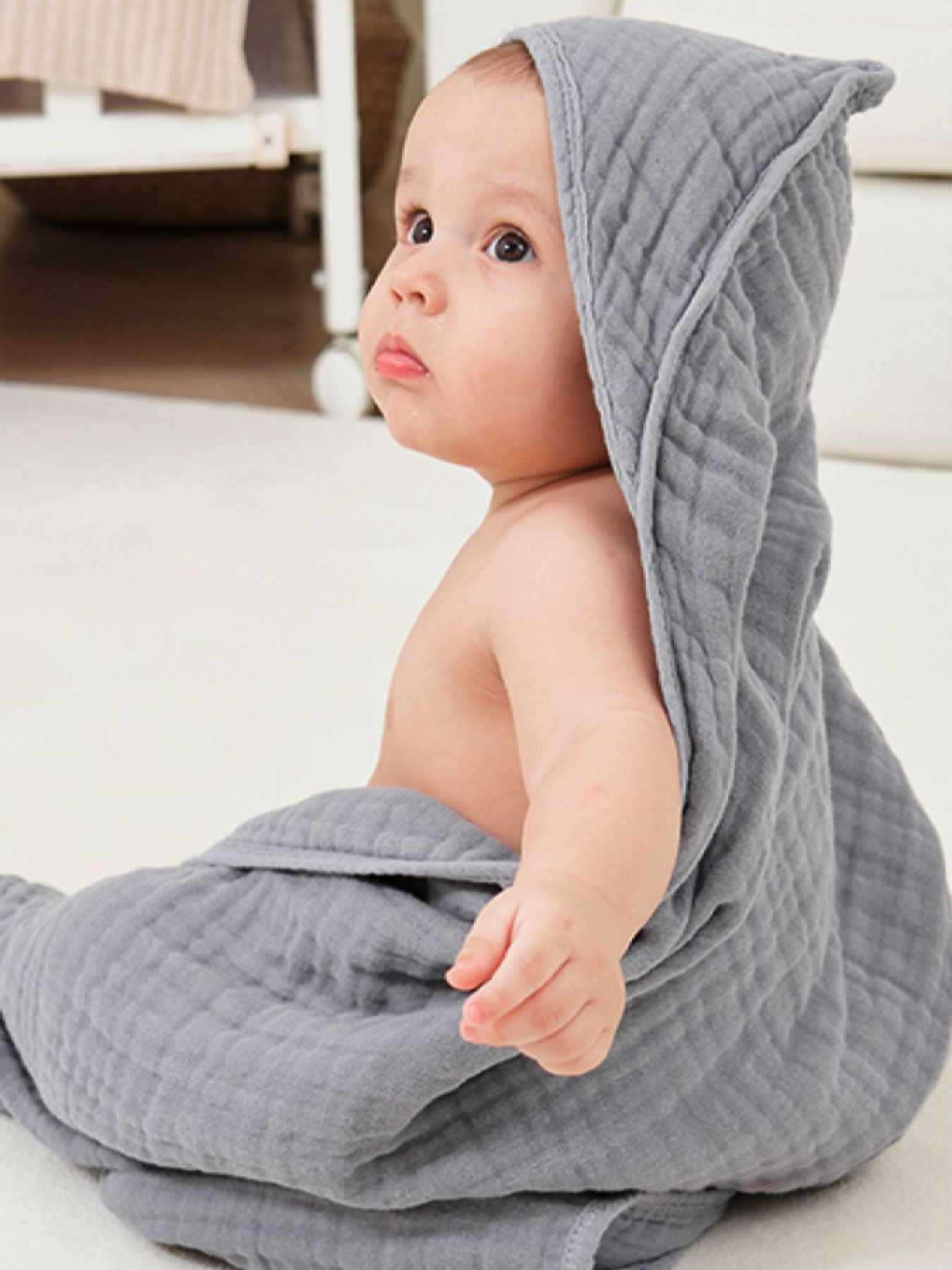 Набор полотенец детских хлопок (муслин) 6-слойный, 2 шт: 80 x 80 см 0 - 2 лет Серый и Зеленый Lovely Svi  модель 6062025 Фото