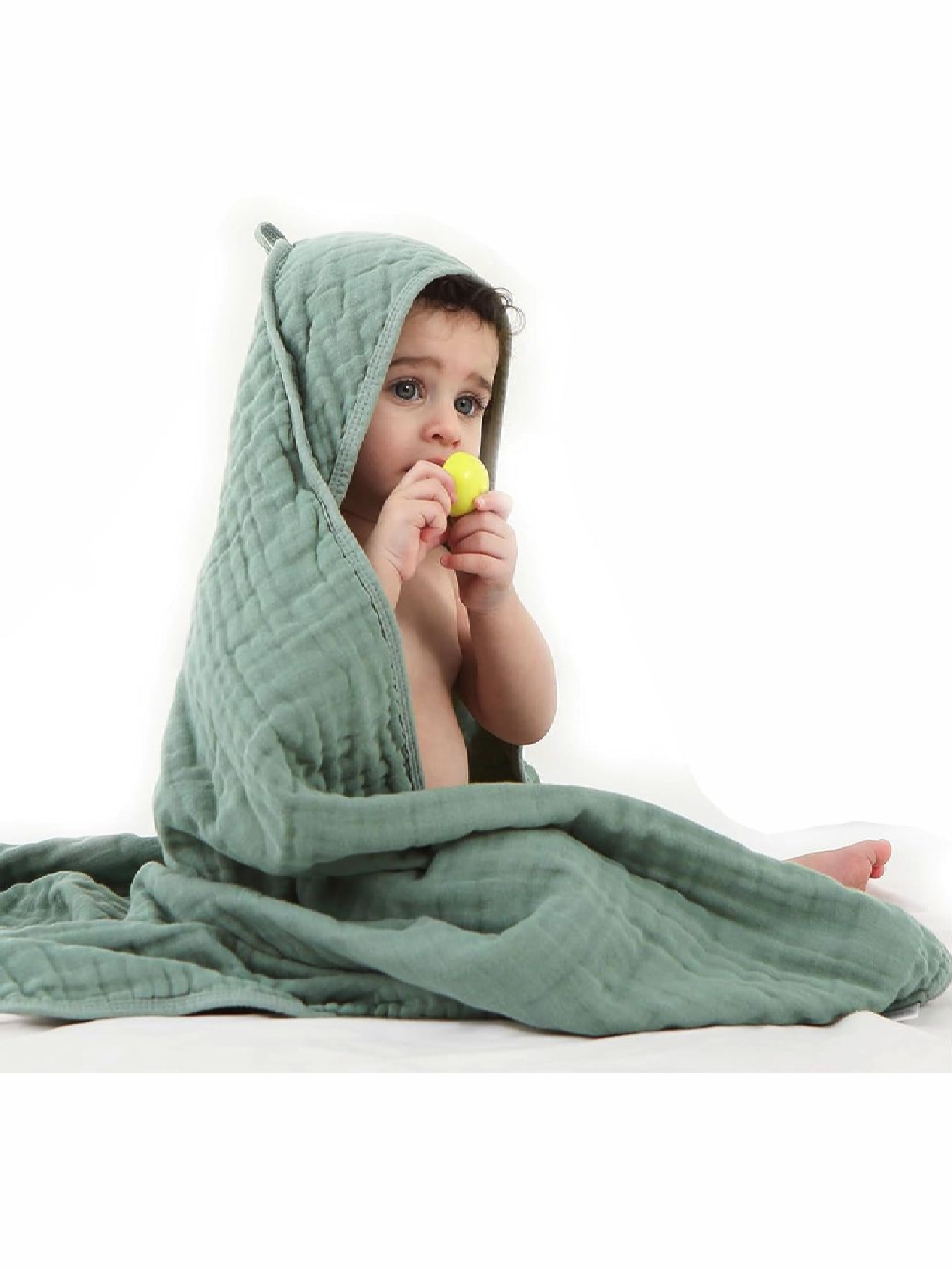 Набор полотенец детских хлопок (муслин) 6-слойный, 2 шт: 80 x 80 см 0 - 2 лет Серый и Зеленый Lovely Svi  модель 6062025 Фото