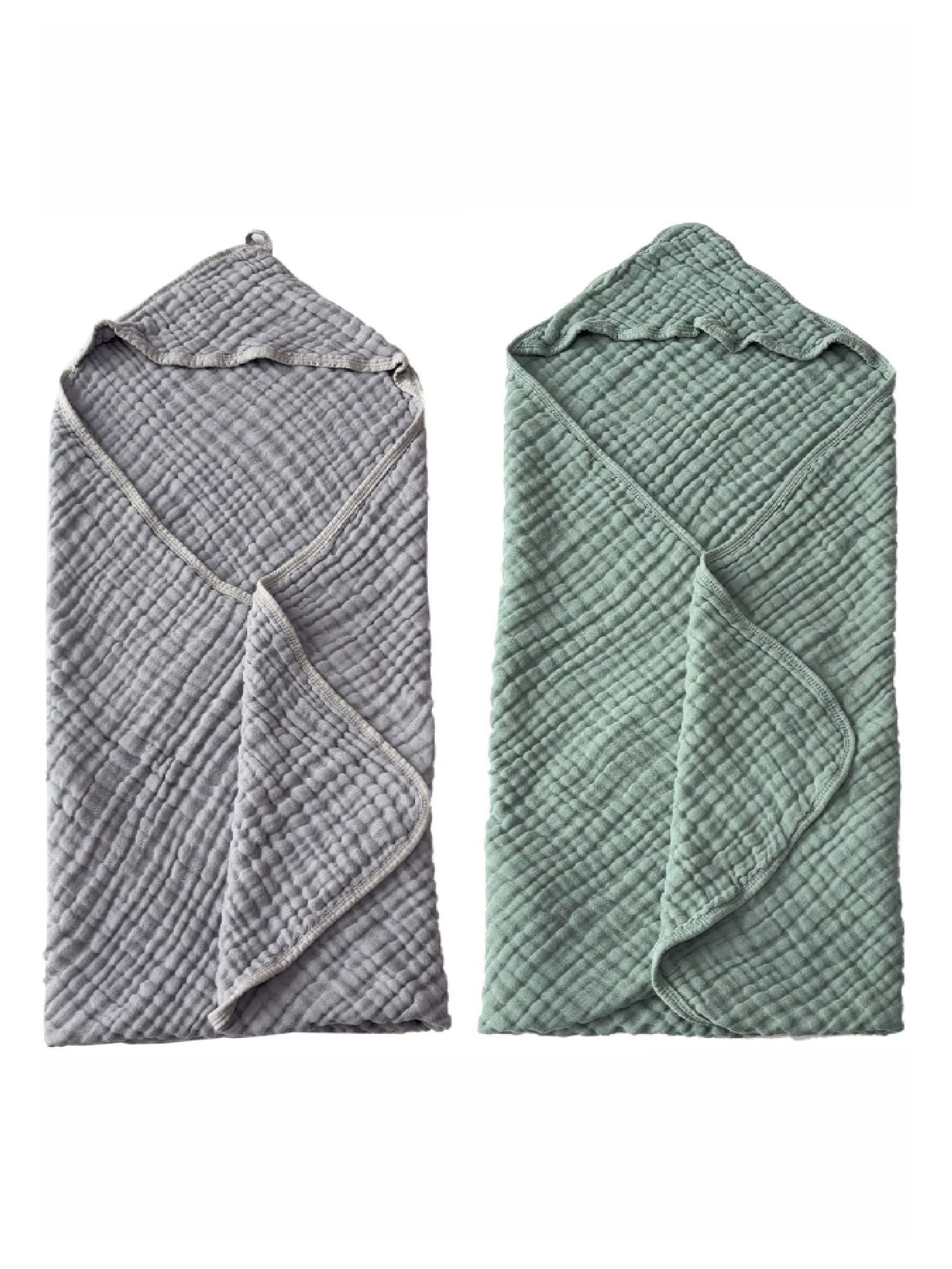 Набор полотенец детских хлопок (муслин) 6-слойный, 2 шт: 80 x 80 см 0 - 2 лет Серый и Зеленый Lovely Svi  модель 6062025 Фото