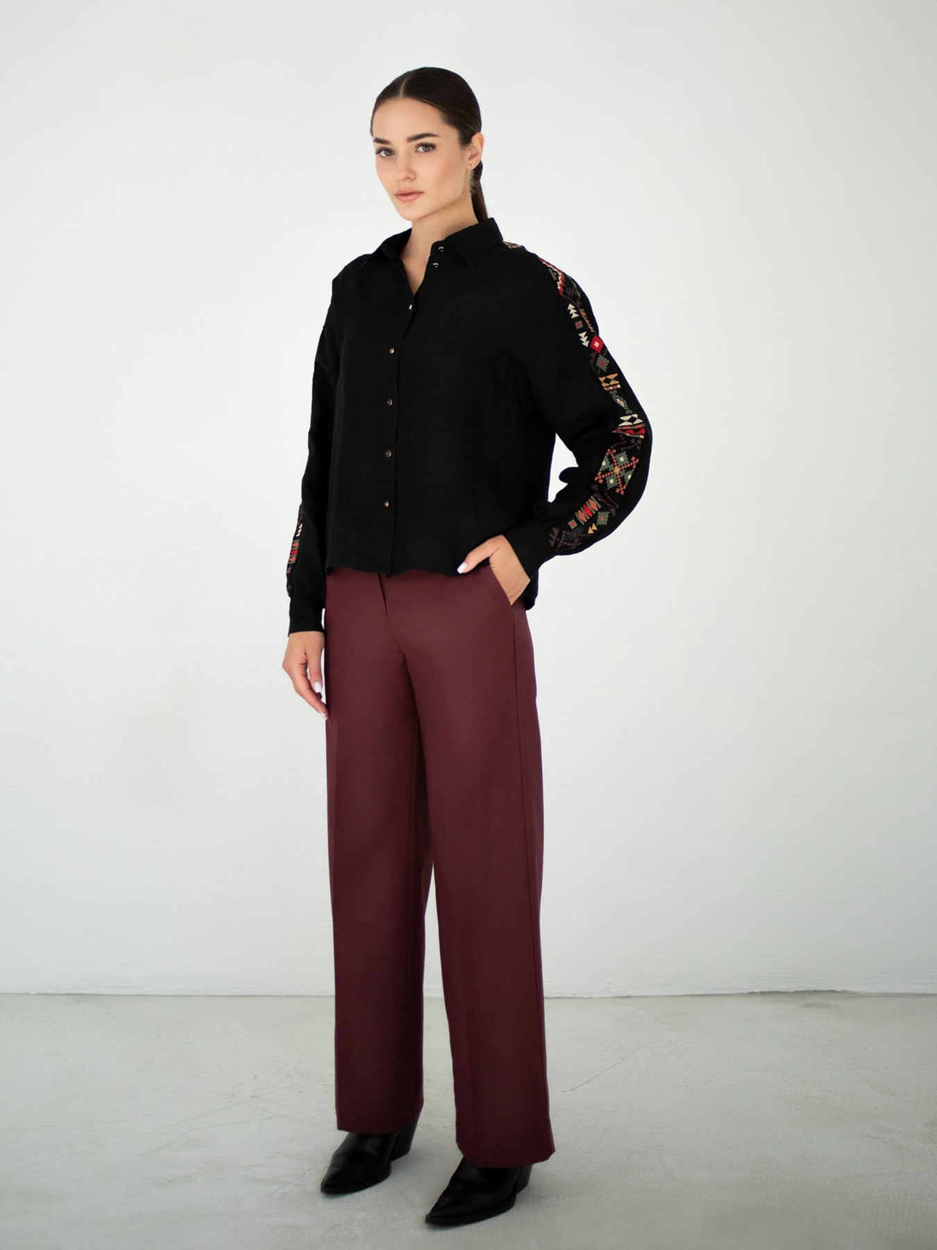 Классические штаны Едельвіка модель 234-25-00burgundy Фото