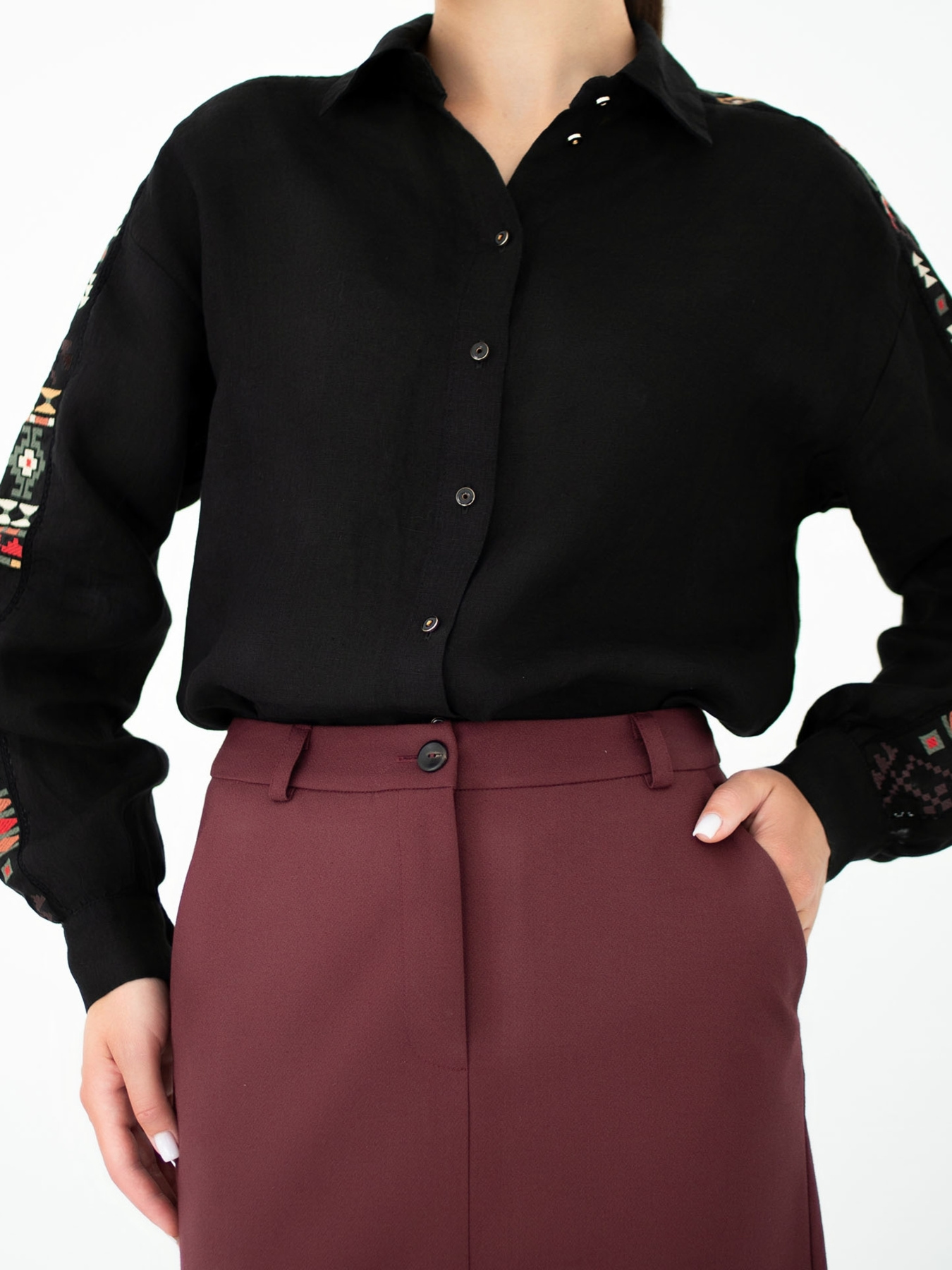 Спідниця міді Едельвіка модель 233-25-00burgundy Фото