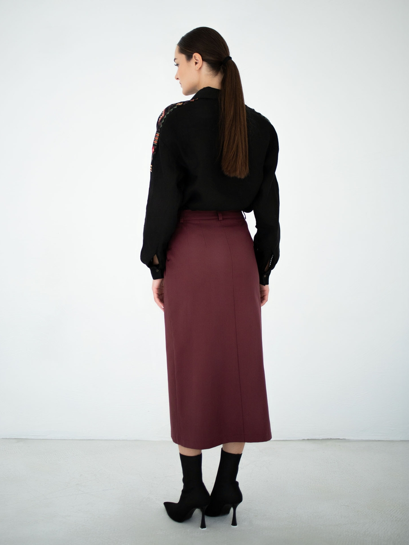 Спідниця міді Едельвіка модель 233-25-00burgundy Фото