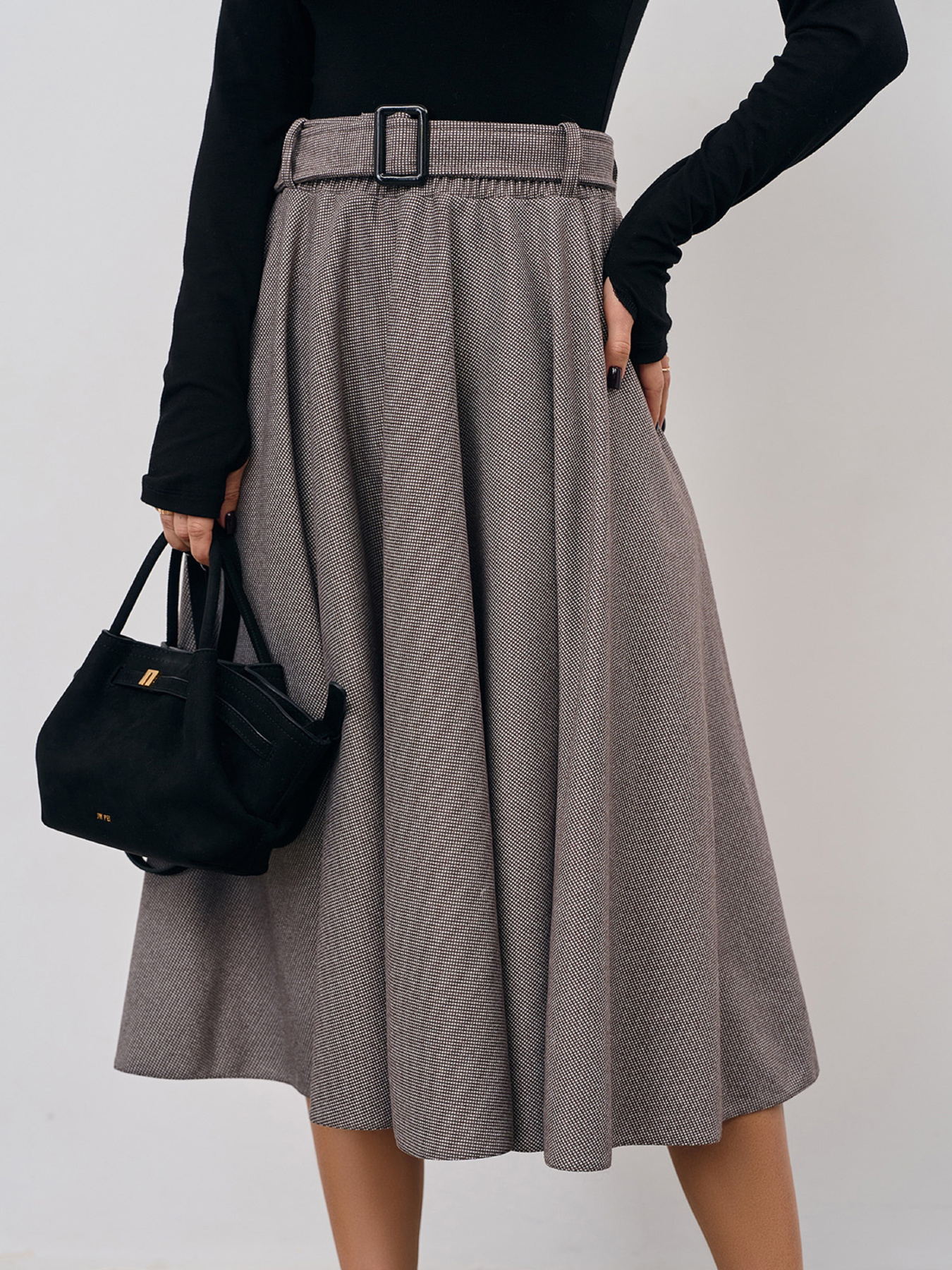 Спідниця міді ISSA Plus модель 14971A_бежевый Фото