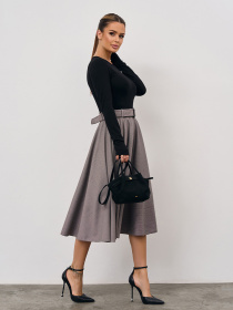 Спідниця міді ISSA Plus модель 14971A_бежевый Фото