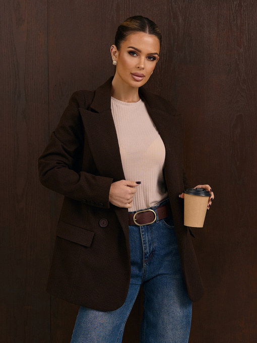 Пиджак ISSA Plus модель 15346_темно-коричневый Фото