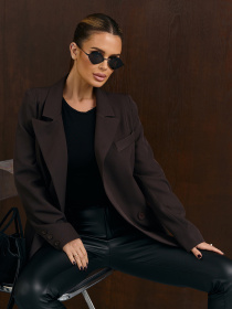 Піджак ISSA Plus модель 15347_темно-коричневый Фото