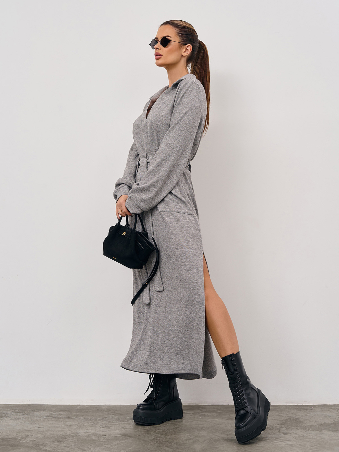 Платье макси ISSA Plus модель 15351_серый Фото