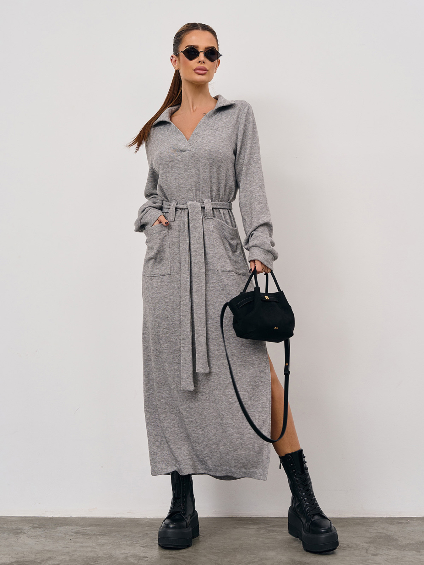 Платье макси ISSA Plus модель 15351_серый Фото