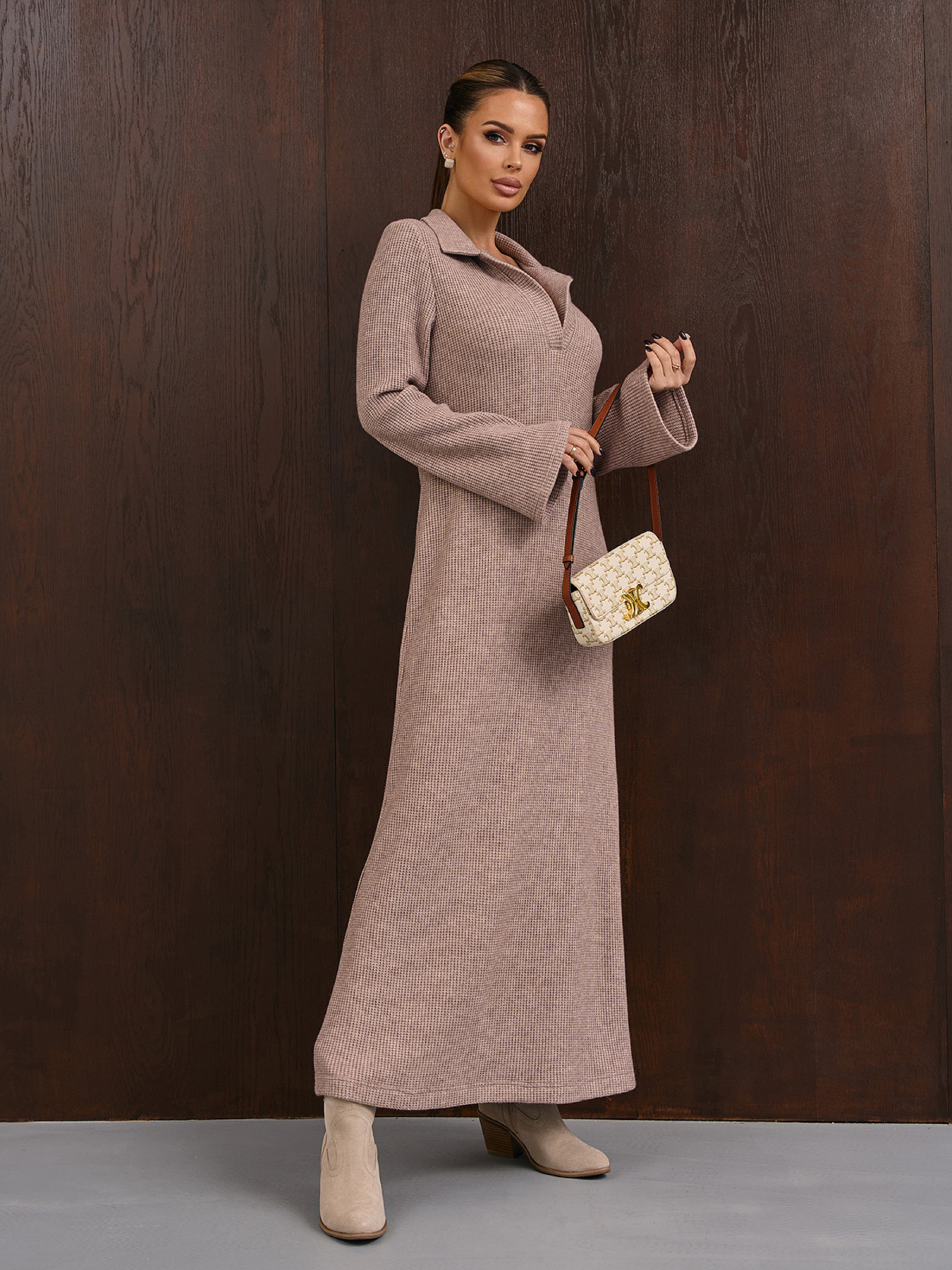 Сукня максі ISSA Plus модель 15352_бежевый Фото