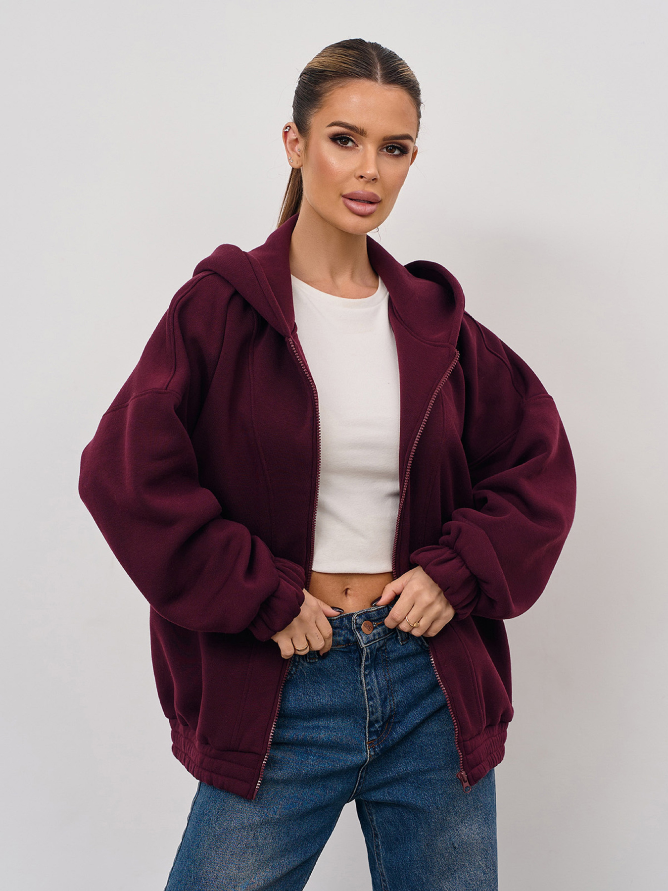 Спортивная кофта ISSA Plus модель 15356_темно-бордовый Спортивная кофта ISSA Plus модель 15356_темно-бордовый Фото