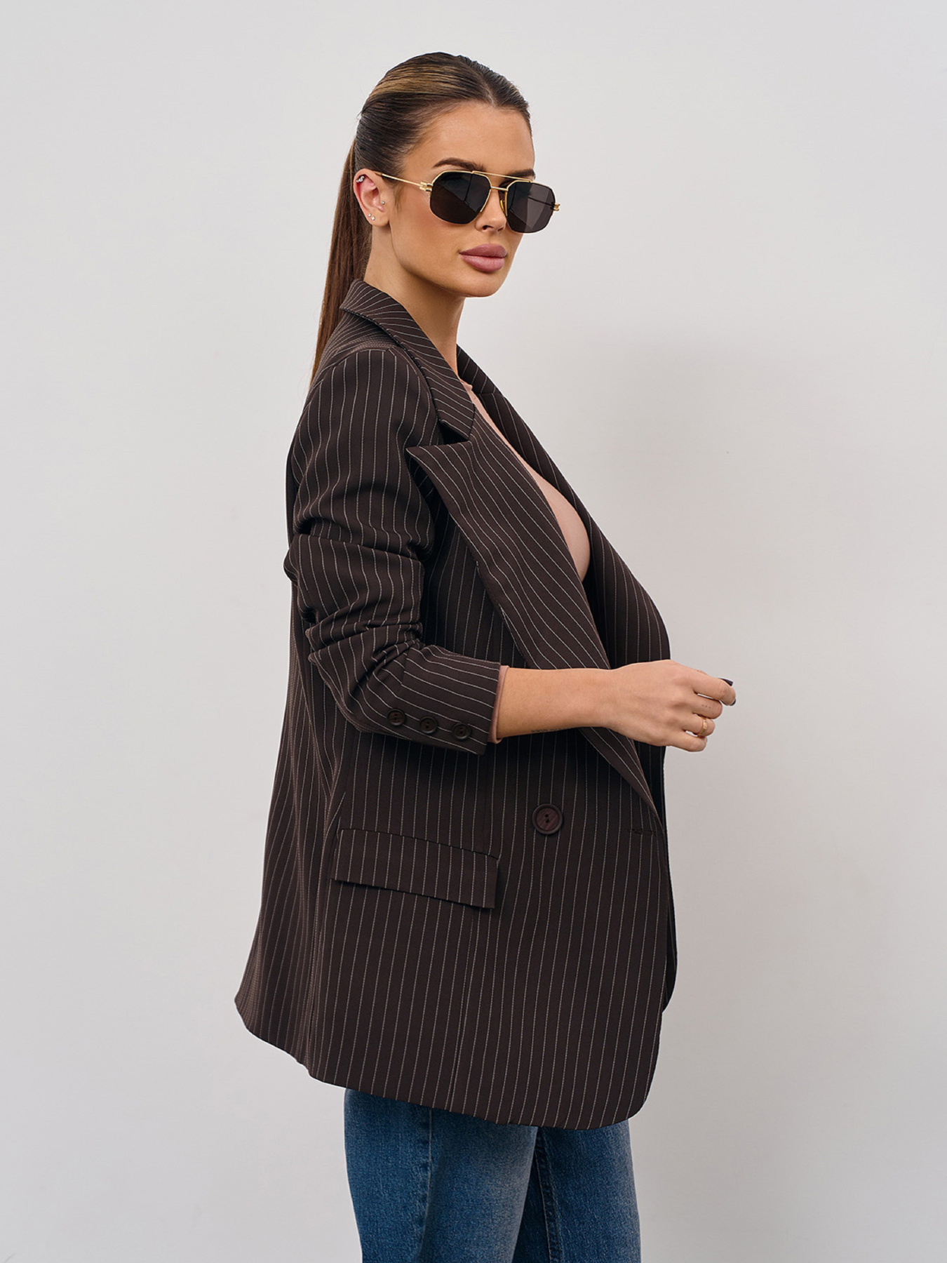 Пиджак ISSA Plus модель 15359_темно-коричневый Пиджак ISSA Plus модель 15359_темно-коричневый Фото