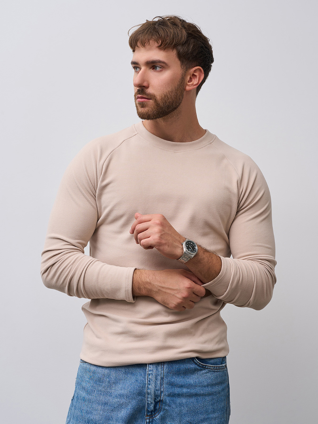 Лонгслив ISSA Plus модель GN-543_бежевый Лонгслив ISSA Plus модель GN-543_бежевый Фото