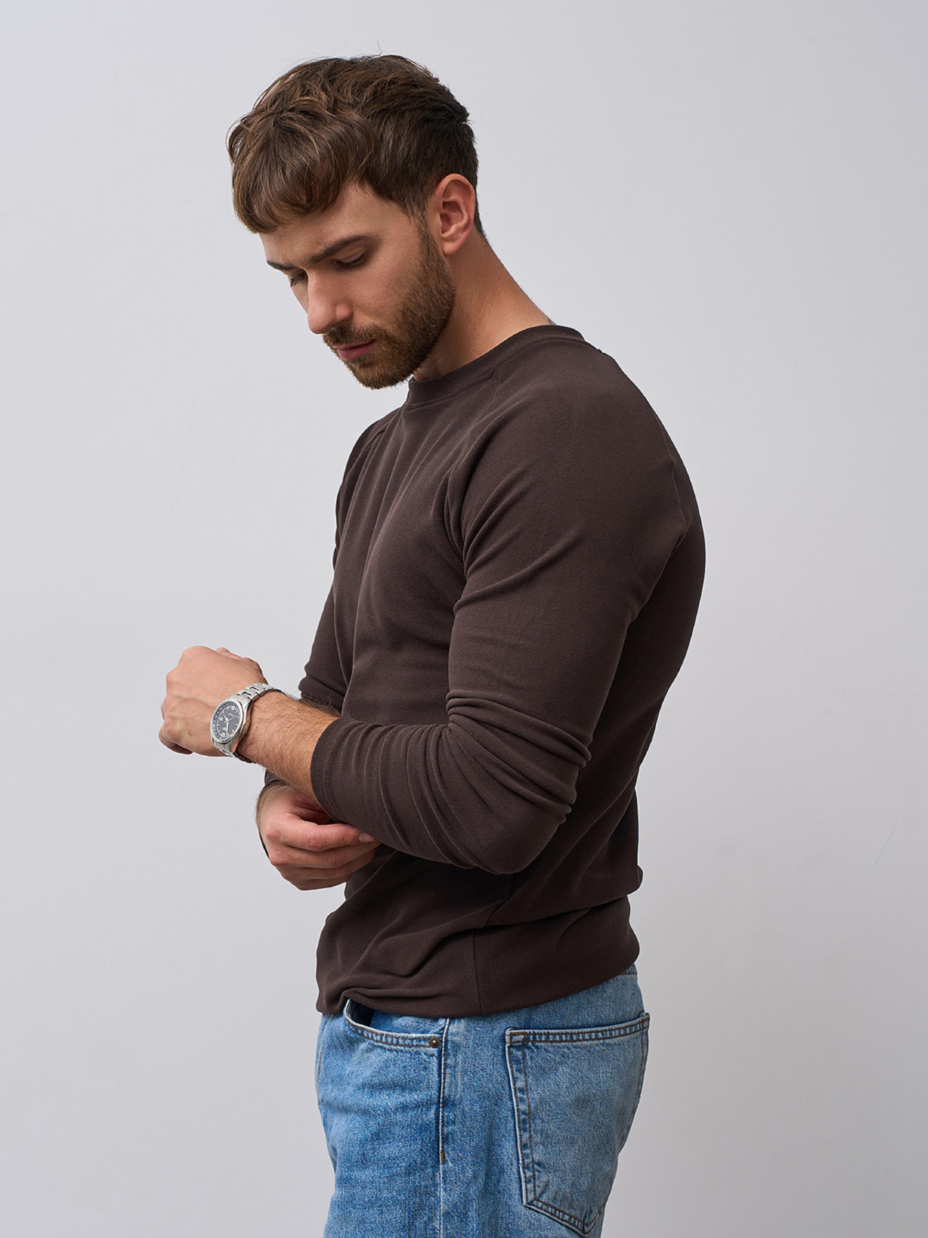 Лонгслив ISSA Plus модель GN-543_темно-коричневый Фото