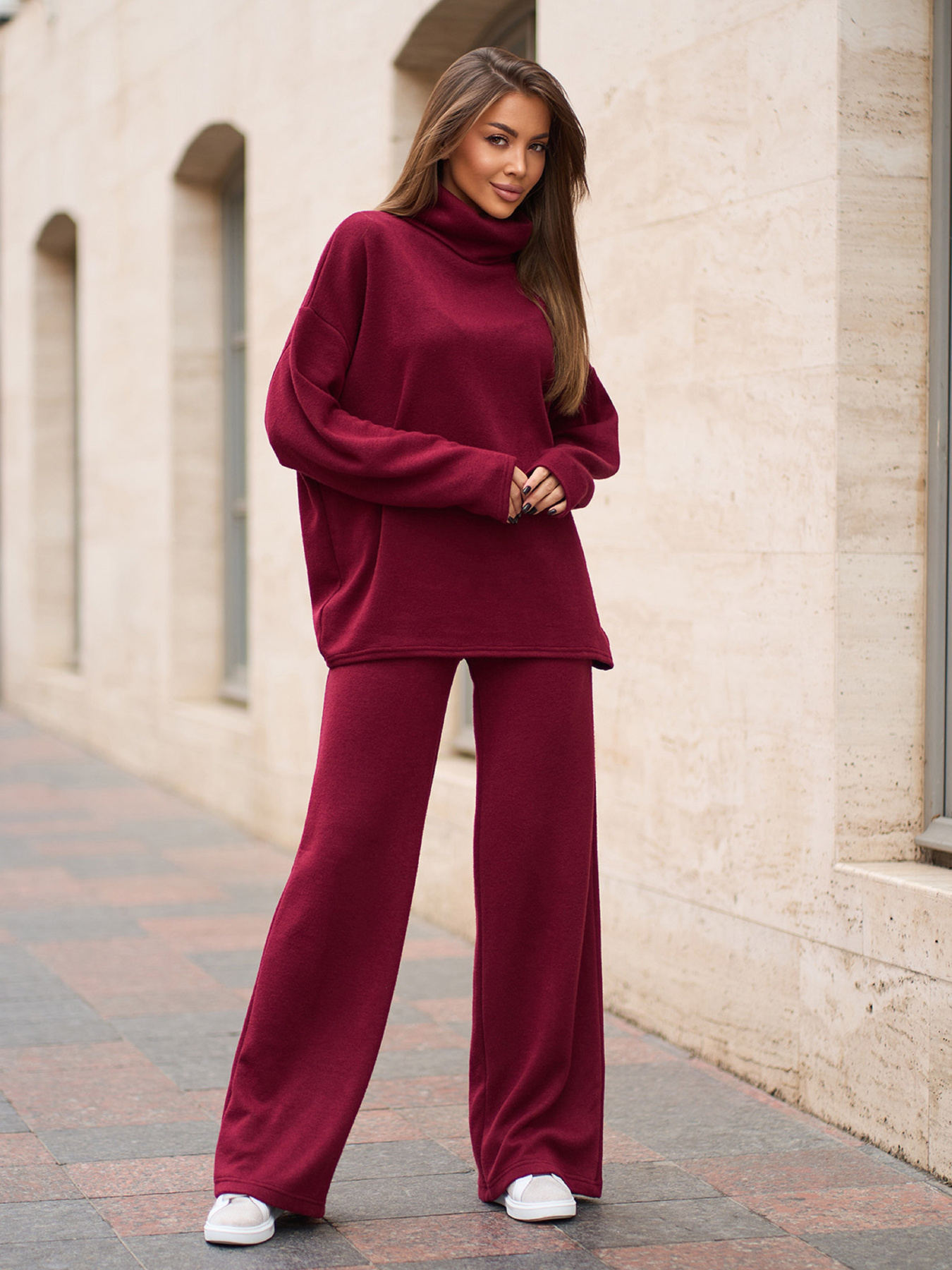 Повседневный костюм ISSA Plus модель 14820A_бордовый Фото